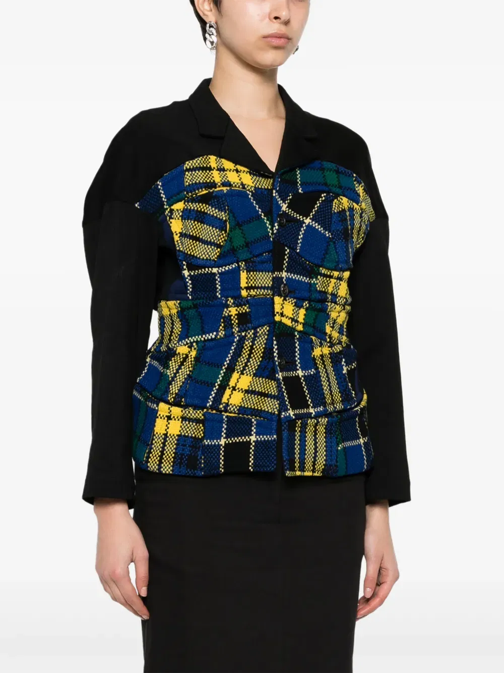 1999 tartan-pattern patchwork jacket