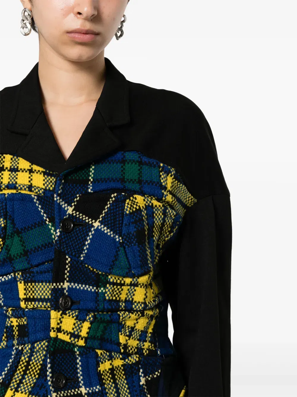 1999 tartan-pattern patchwork jacket