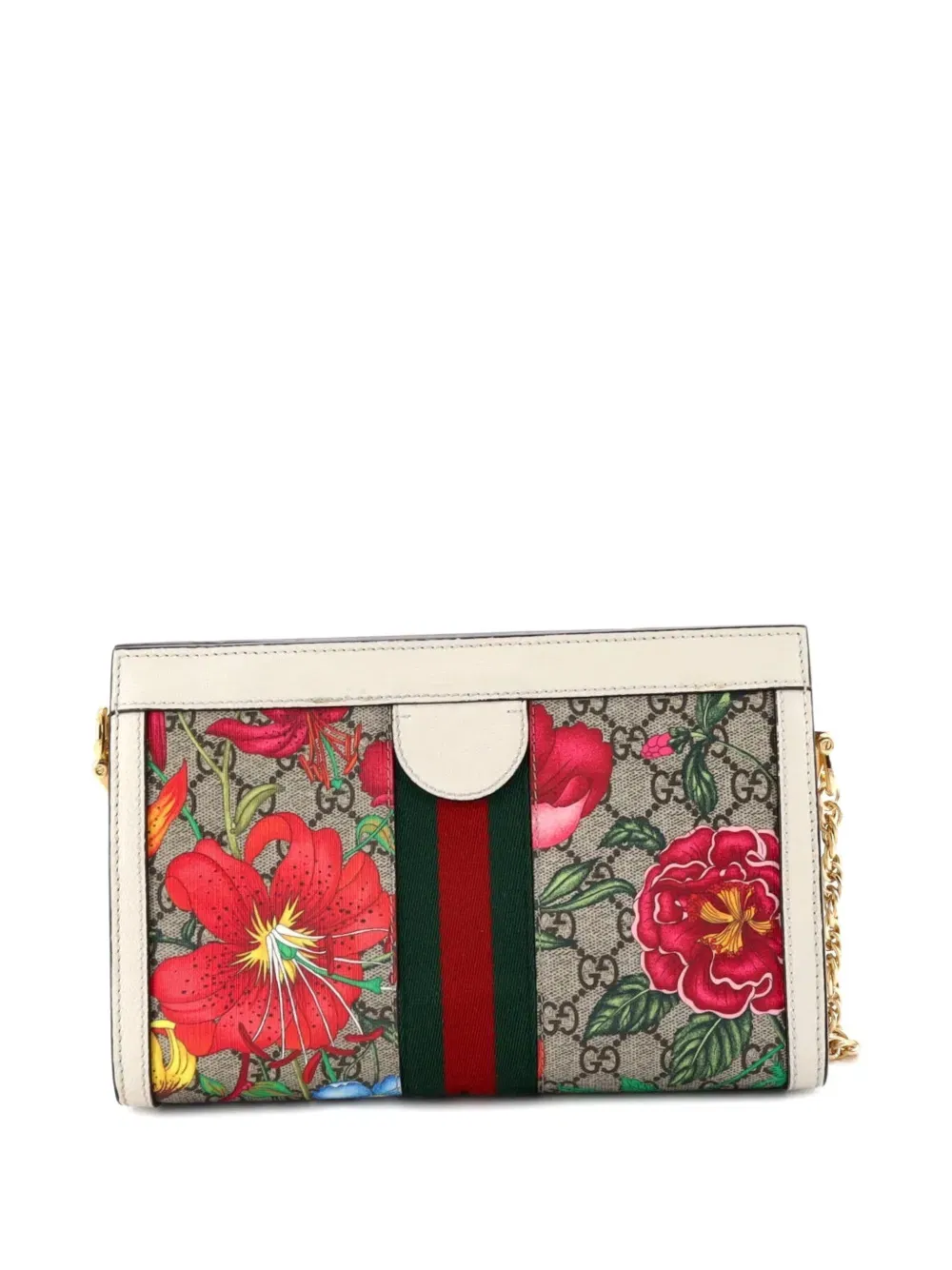 Ophidia Chain Shoulder Bag Flora GG Coated Canvas Small crossbody bag