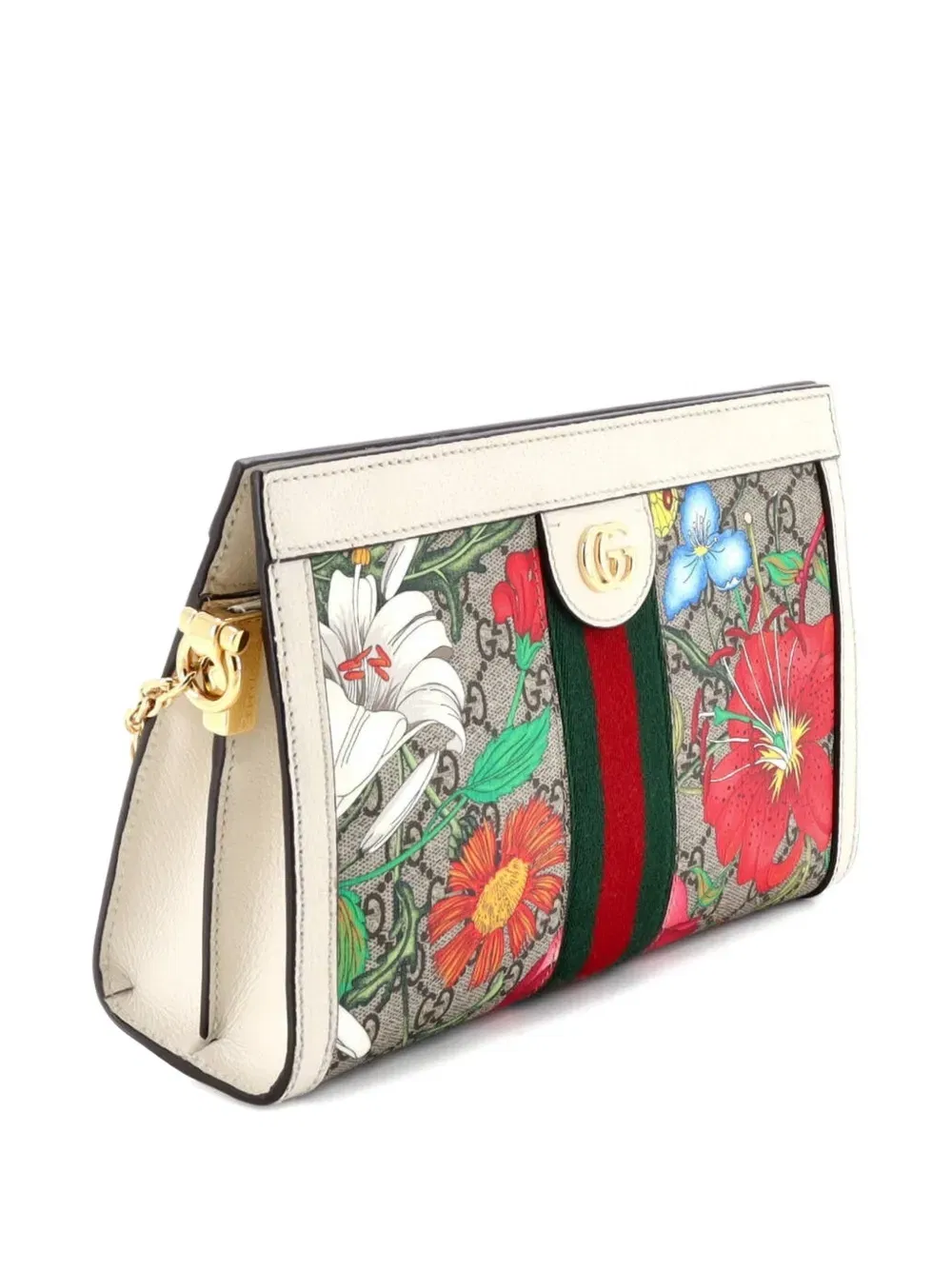 Ophidia Chain Shoulder Bag Flora GG Coated Canvas Small crossbody bag