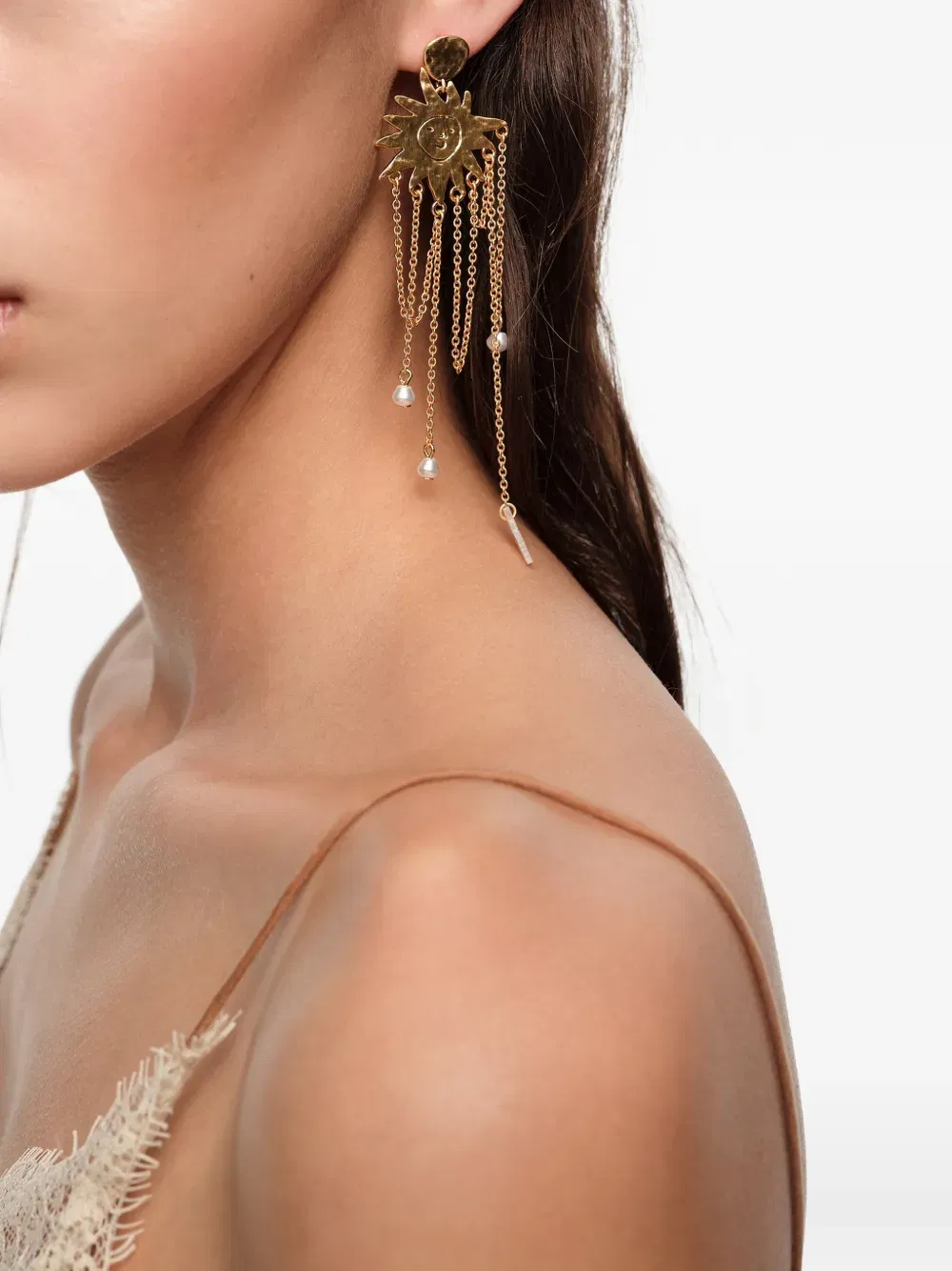 Sun brushed chains earrings
