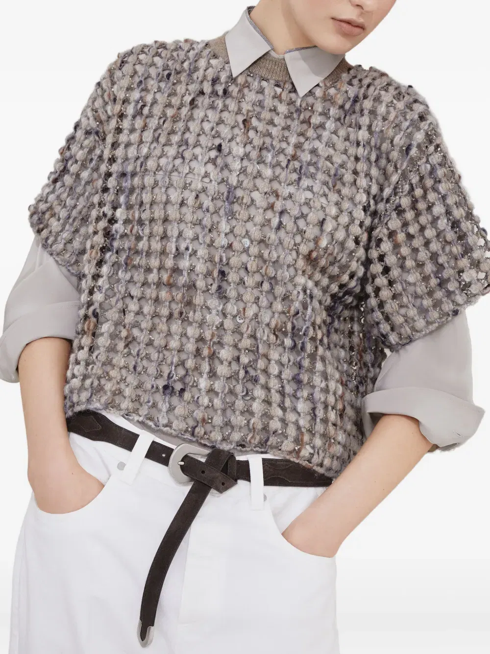 textured short-sleeve top