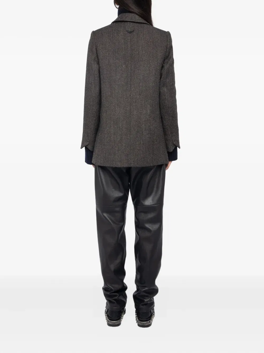 herringbone double-breasted coat