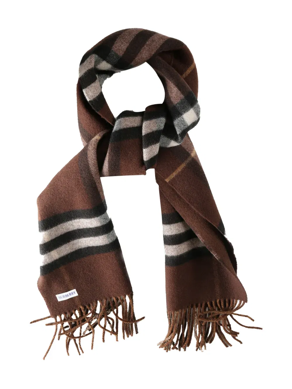 check-pattern fringed scarf