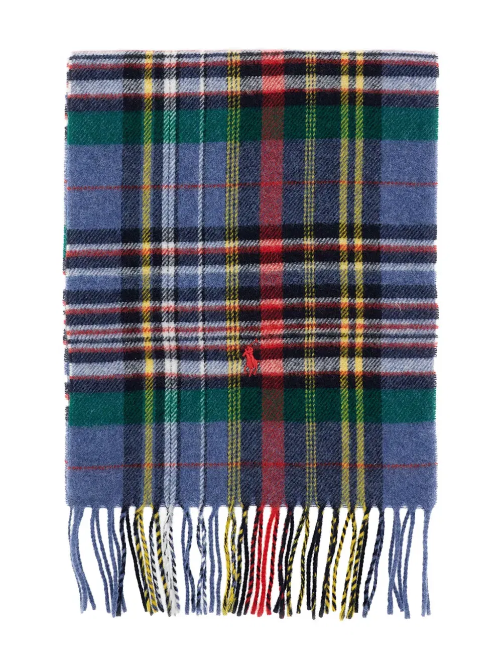 check-pattern fringed scarf