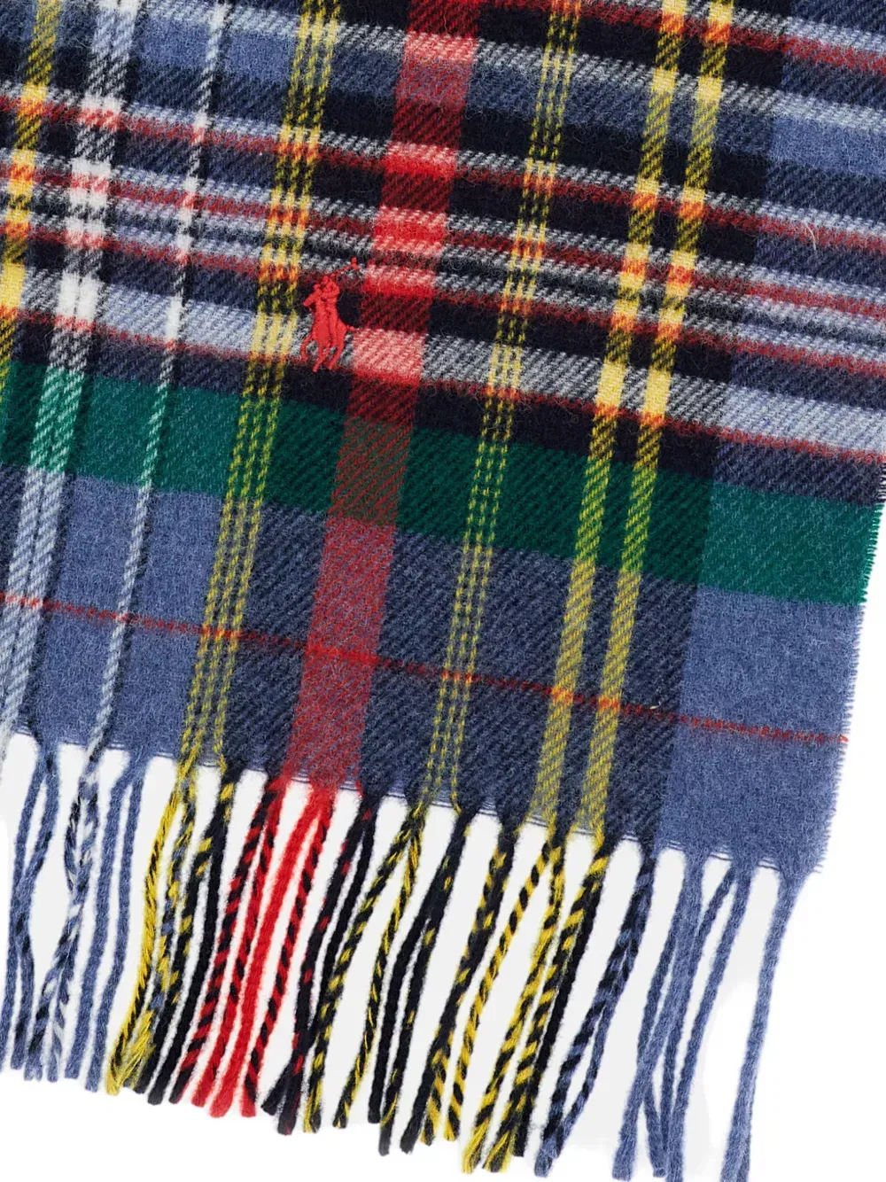 check-pattern fringed scarf