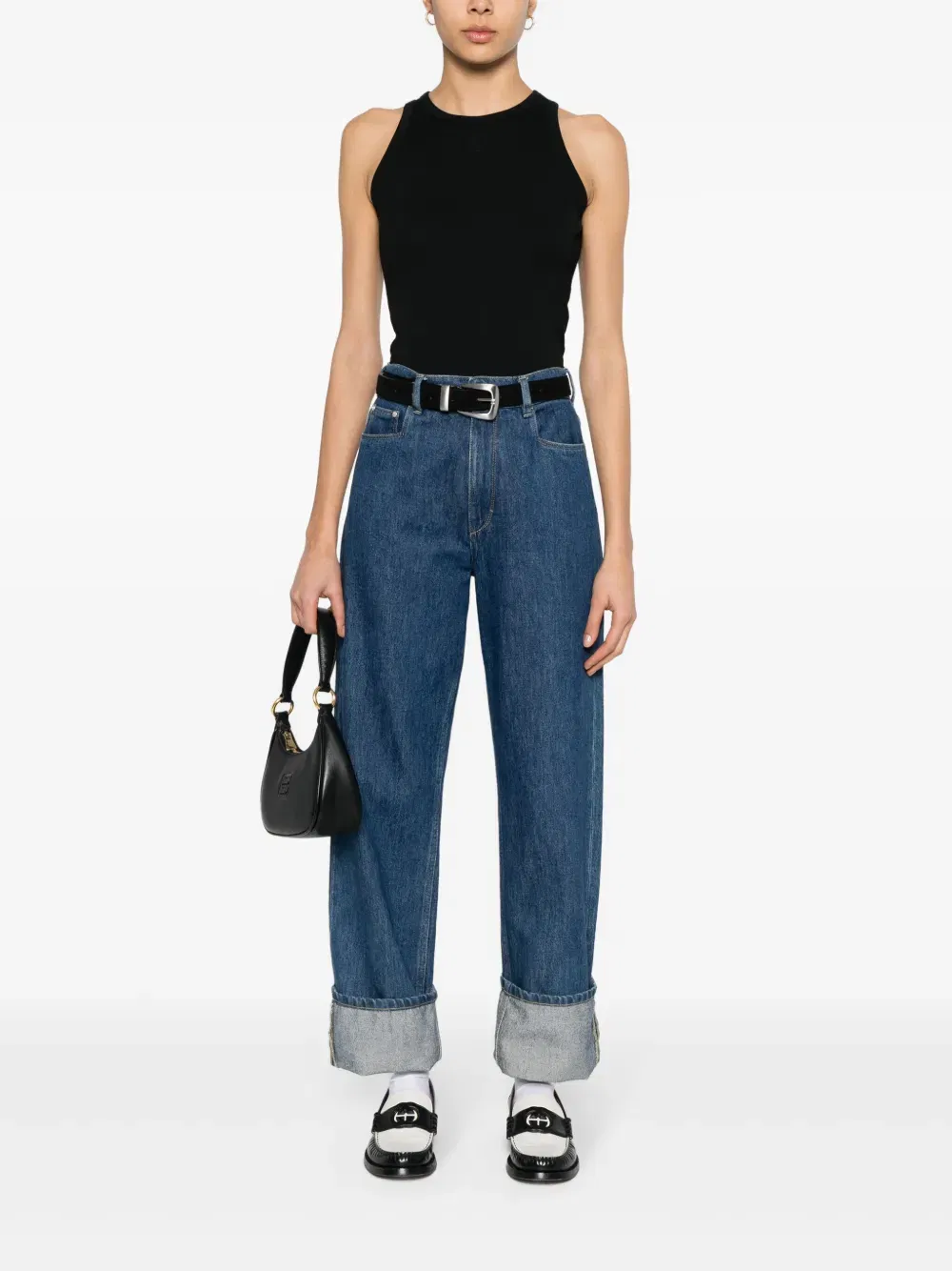 logo-embroidered ribbed tank top