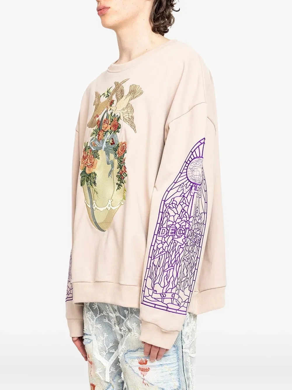 embroidered-detail crew-neck sweatshirt