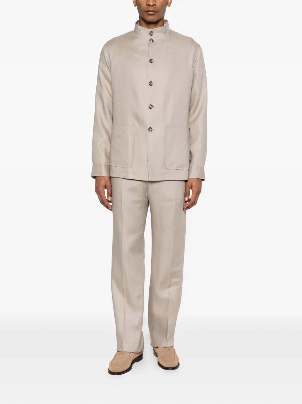 straight-leg linen trousers