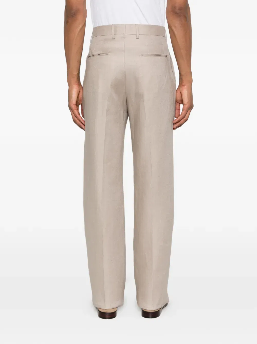 straight-leg linen trousers