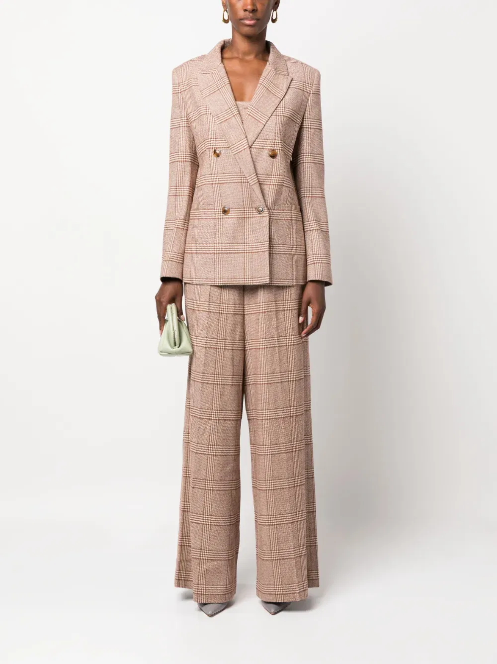 checked double-breasted blazer