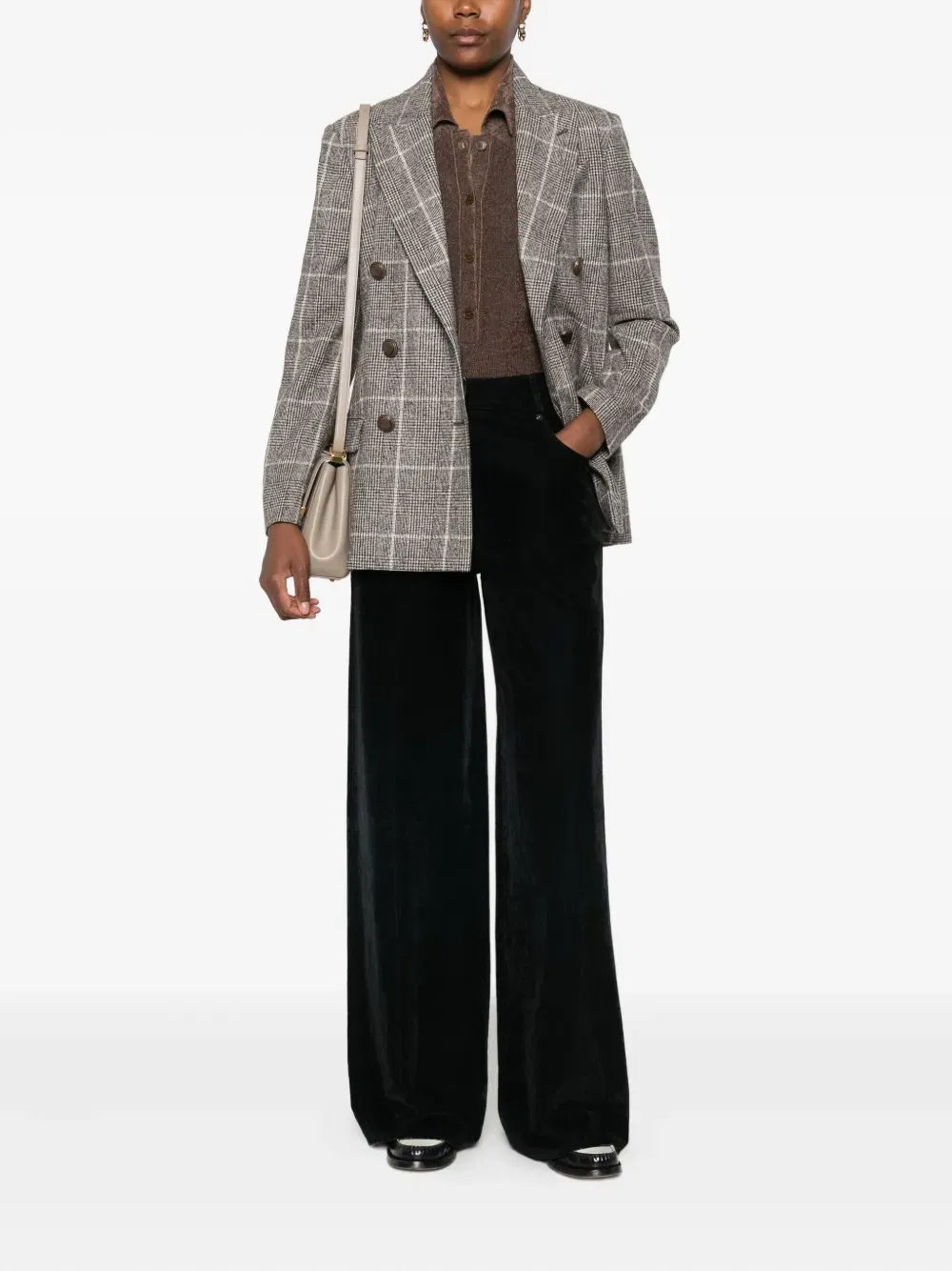 checked double-breasted blazer