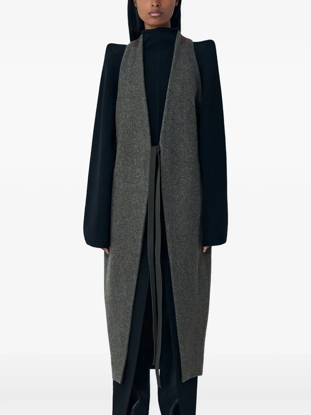 self-tie sleeveless coat