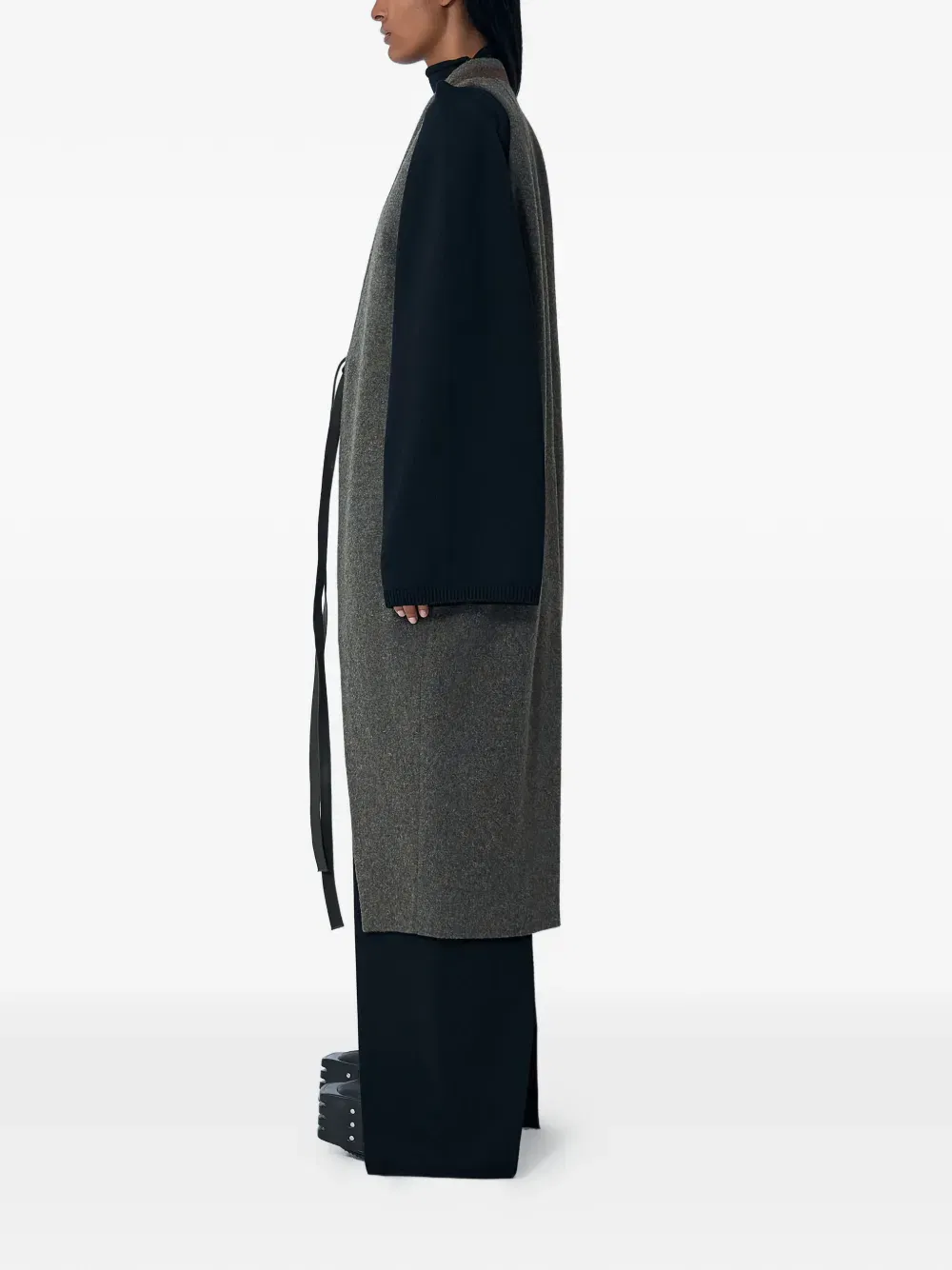 self-tie sleeveless coat