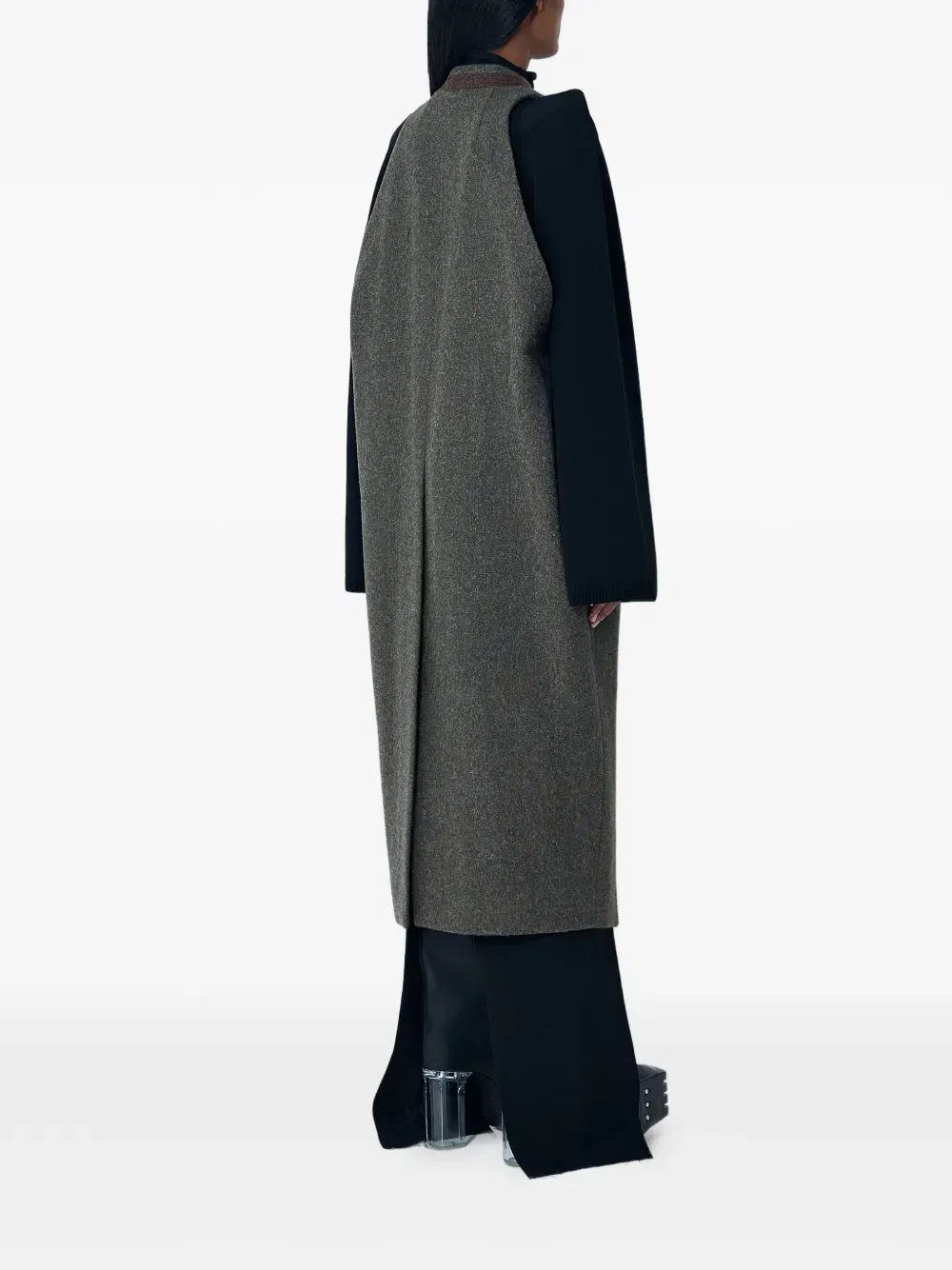 self-tie sleeveless coat