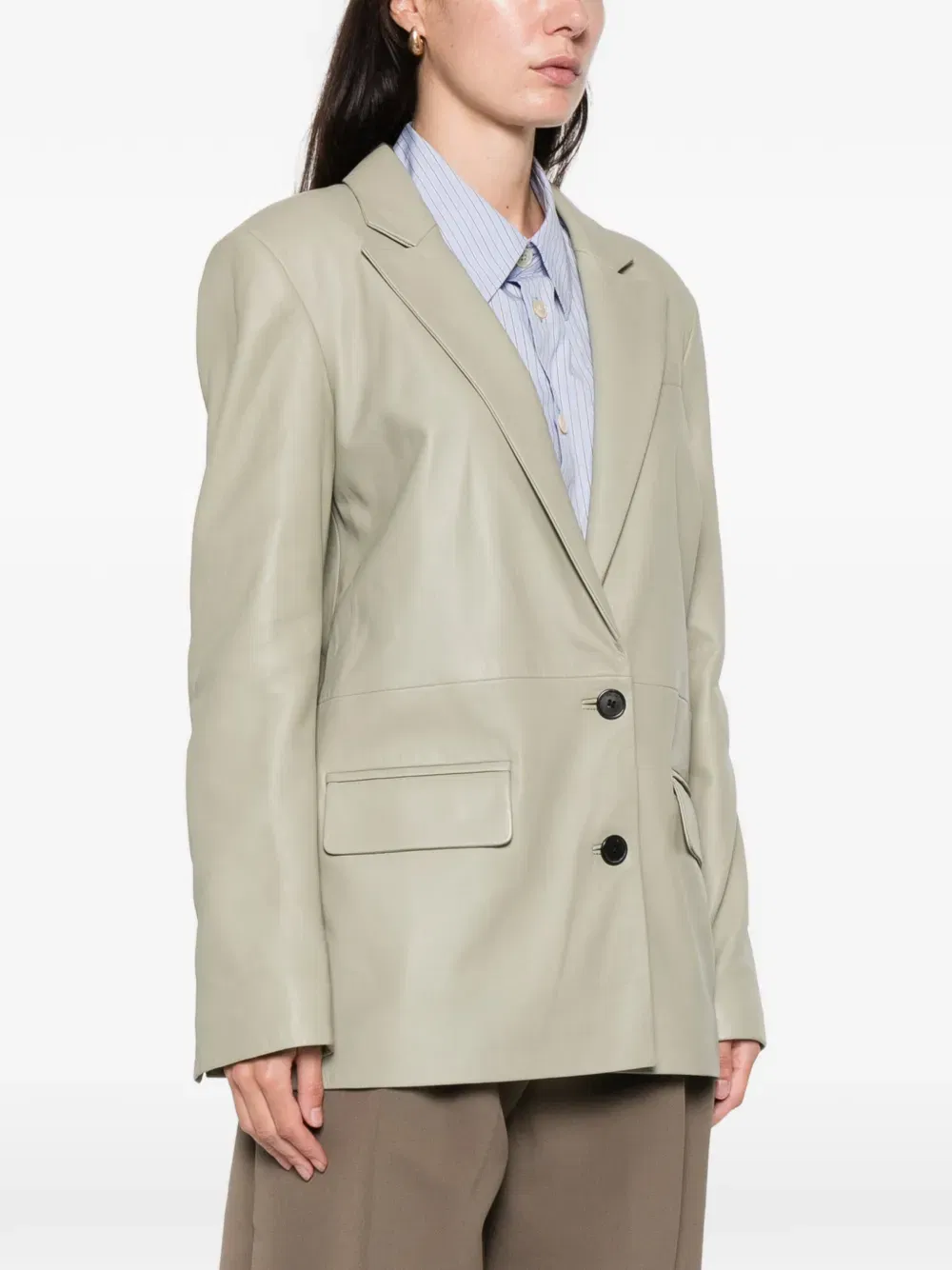 button leather jacket