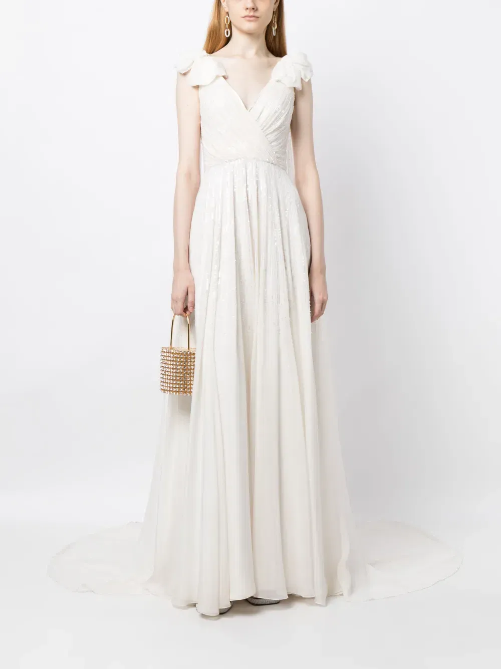 Alma pleated sequin bridal gown
