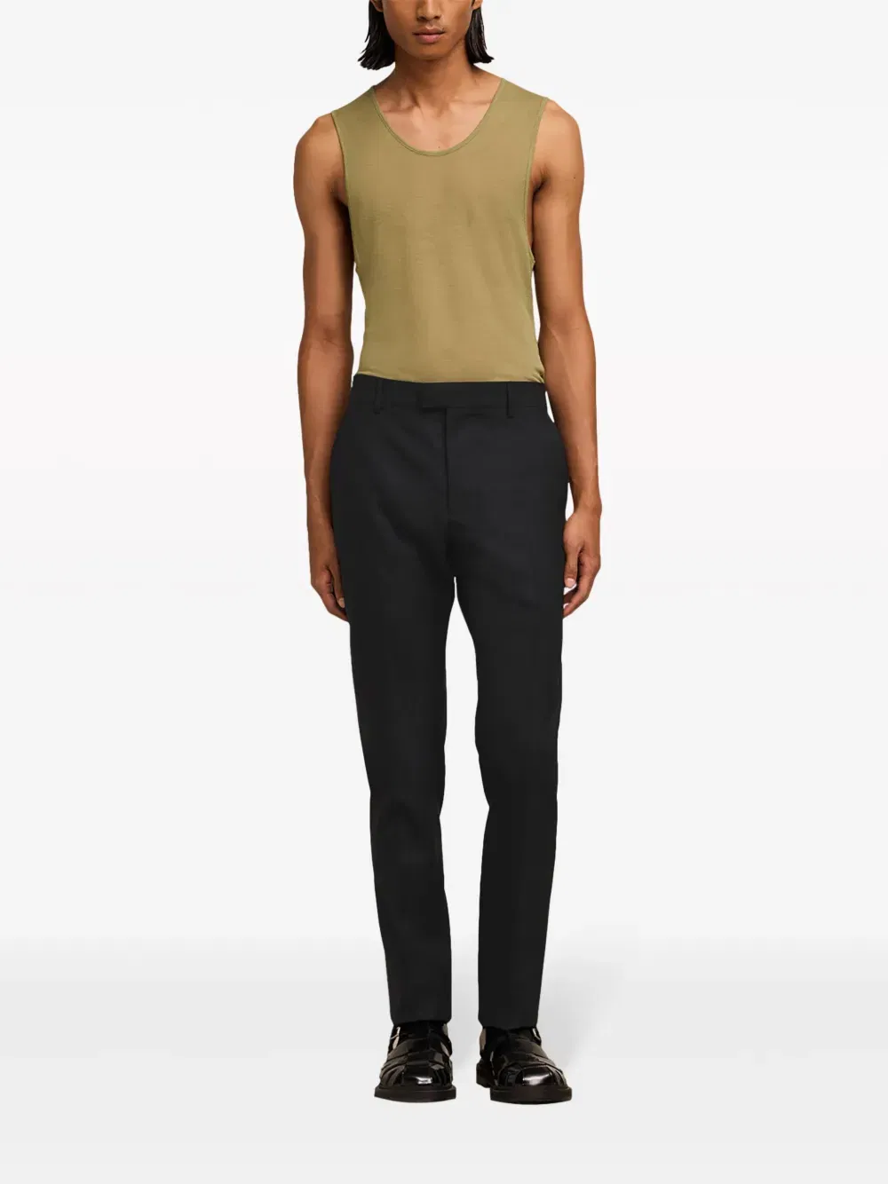 twill tapered-leg trousers