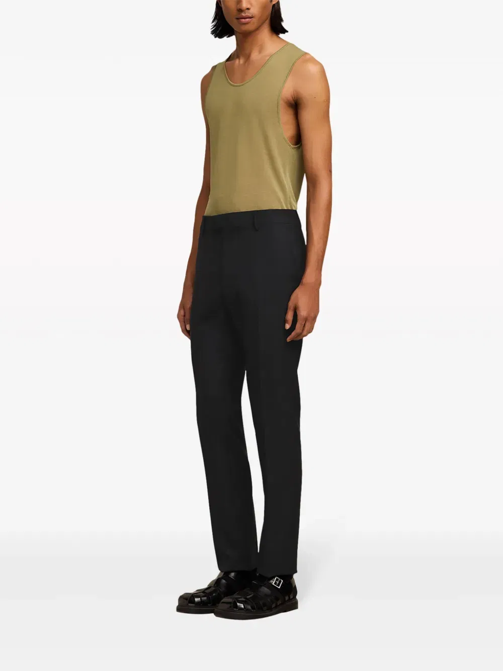 twill tapered-leg trousers
