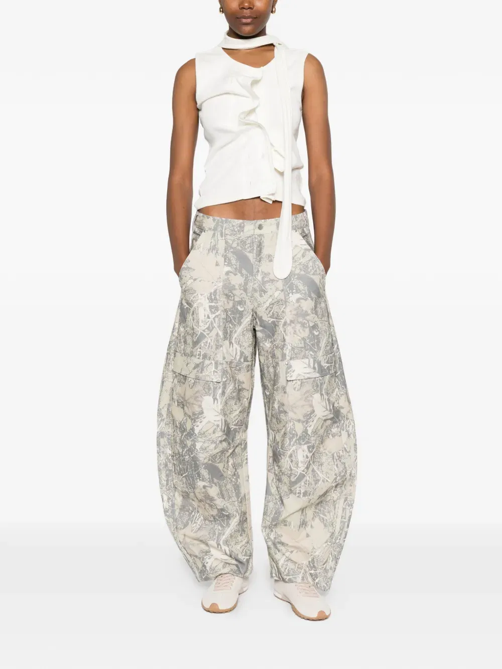 camouflage-pattern cargo pants