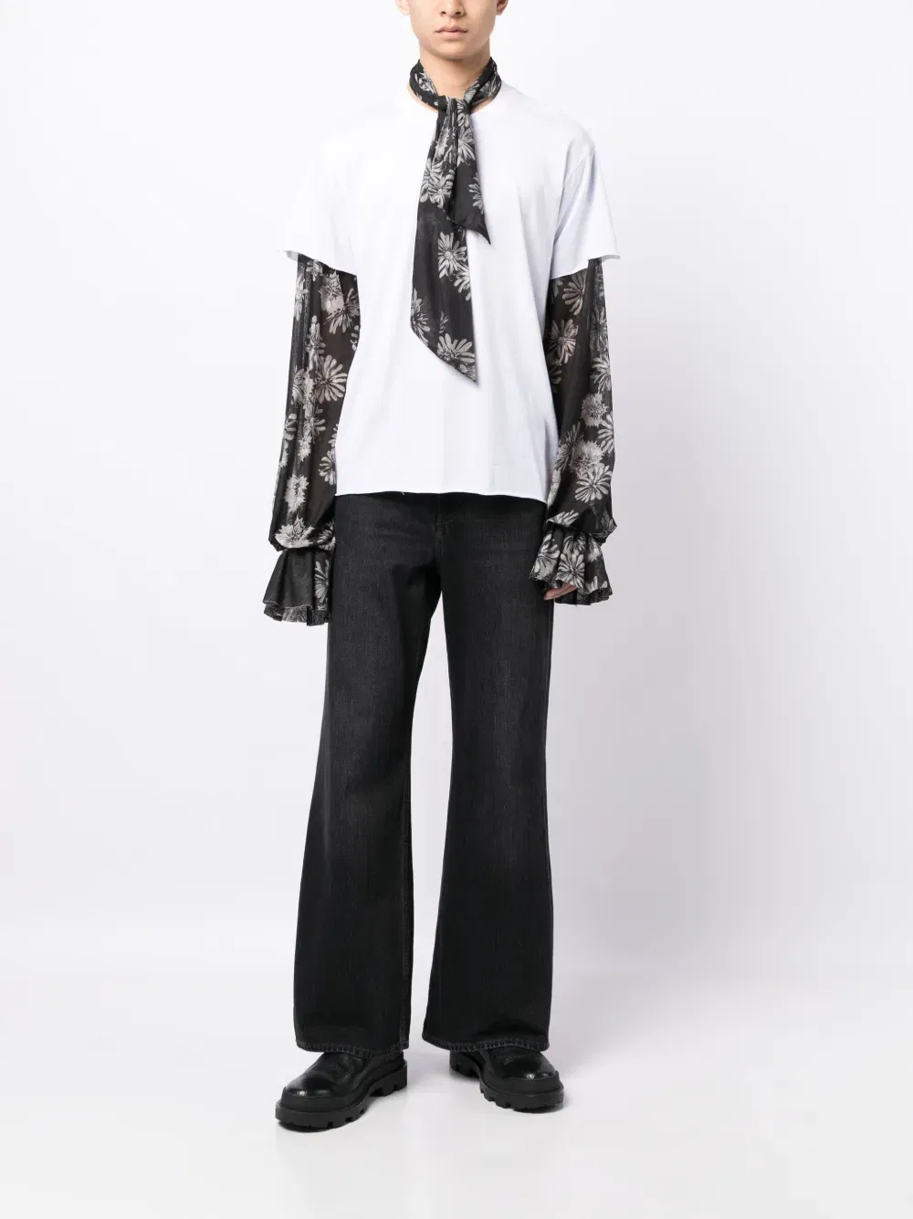 floral-print pussy-bow T-Shirt