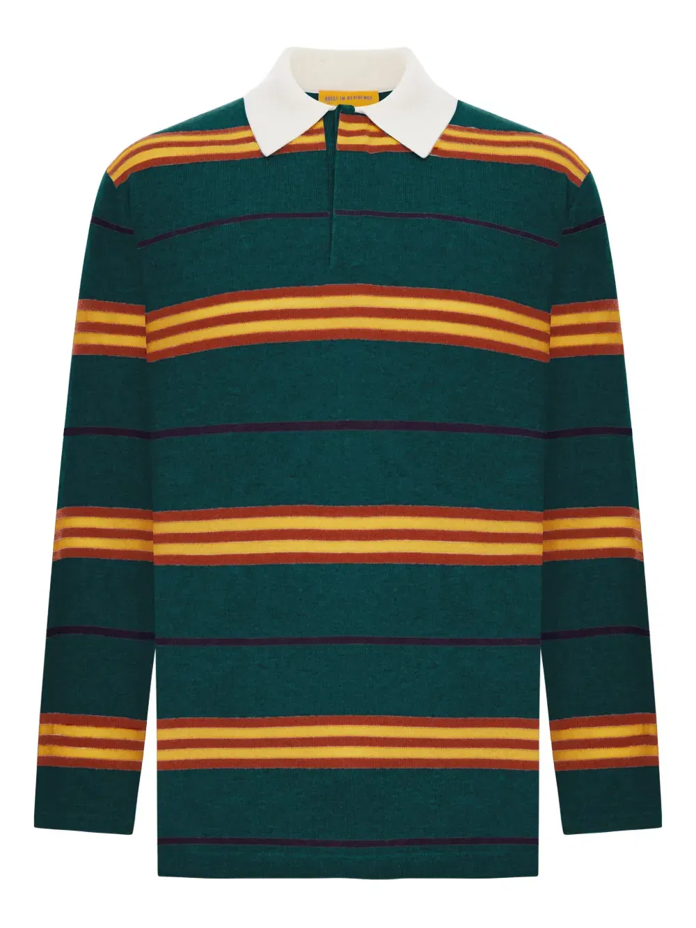 striped-pattern long-sleeve polo shirt