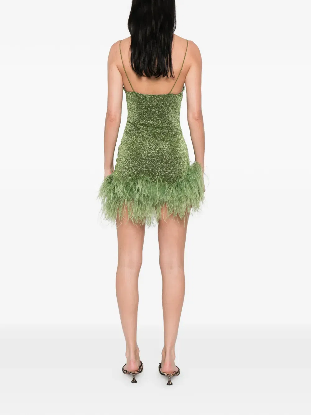 feather-trim mini dress