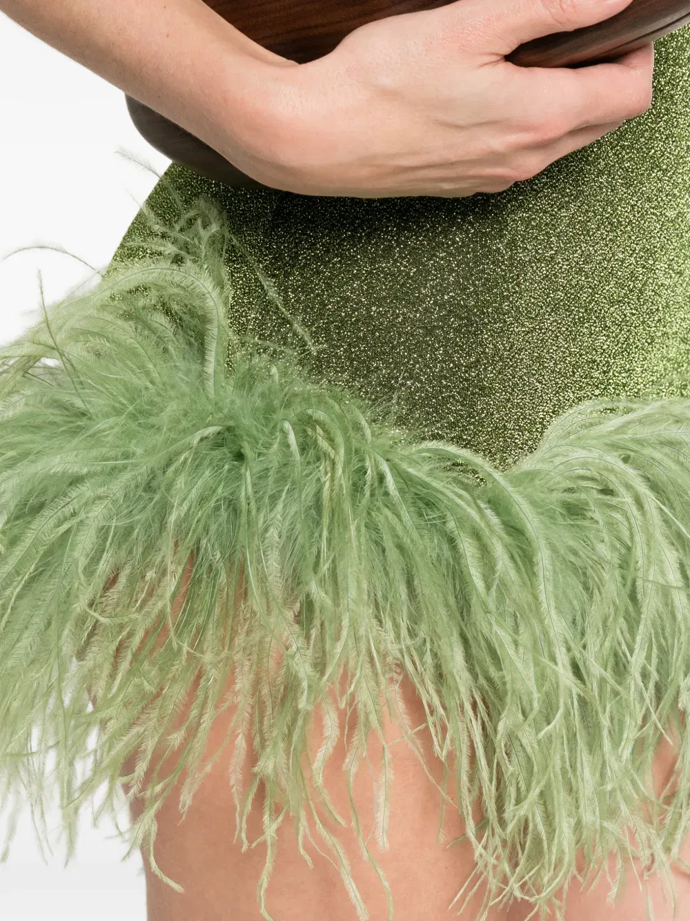 feather-trim mini dress