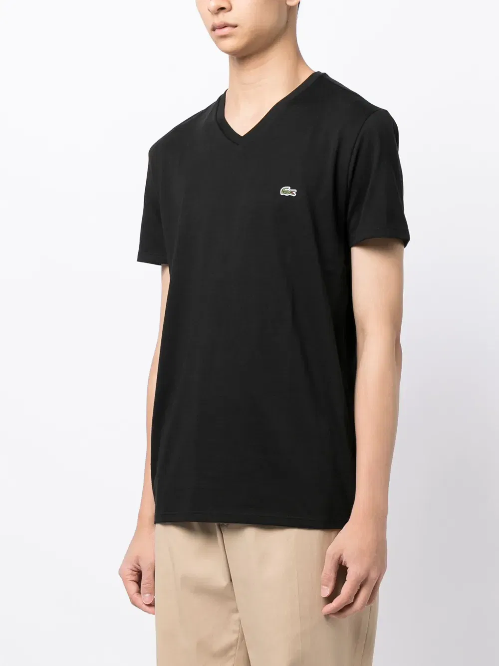 logo-patch V-neck cotton T-Shirt