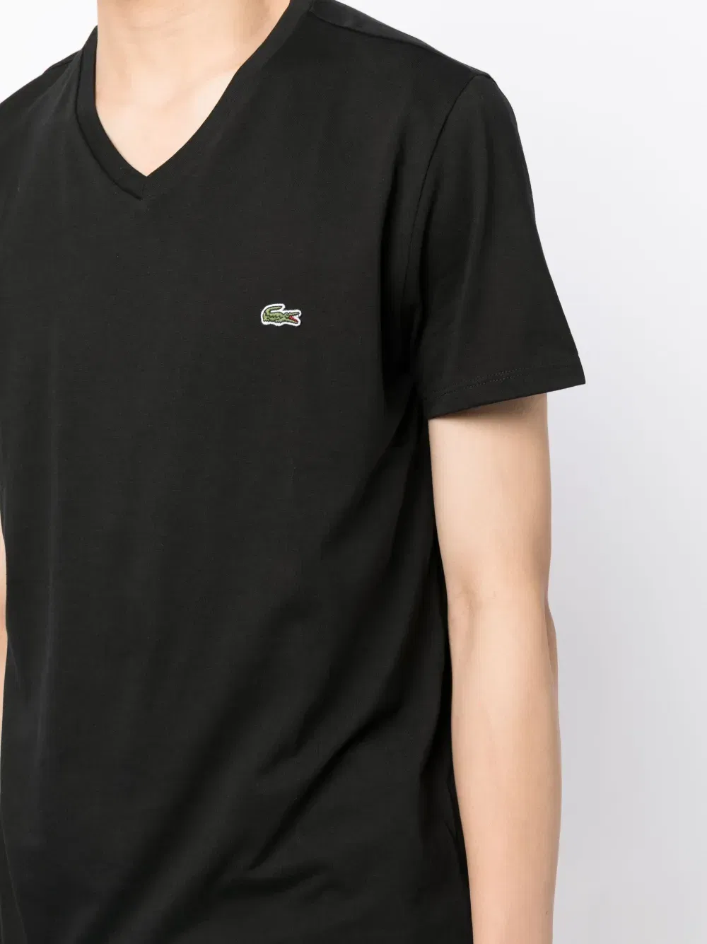 logo-patch V-neck cotton T-Shirt