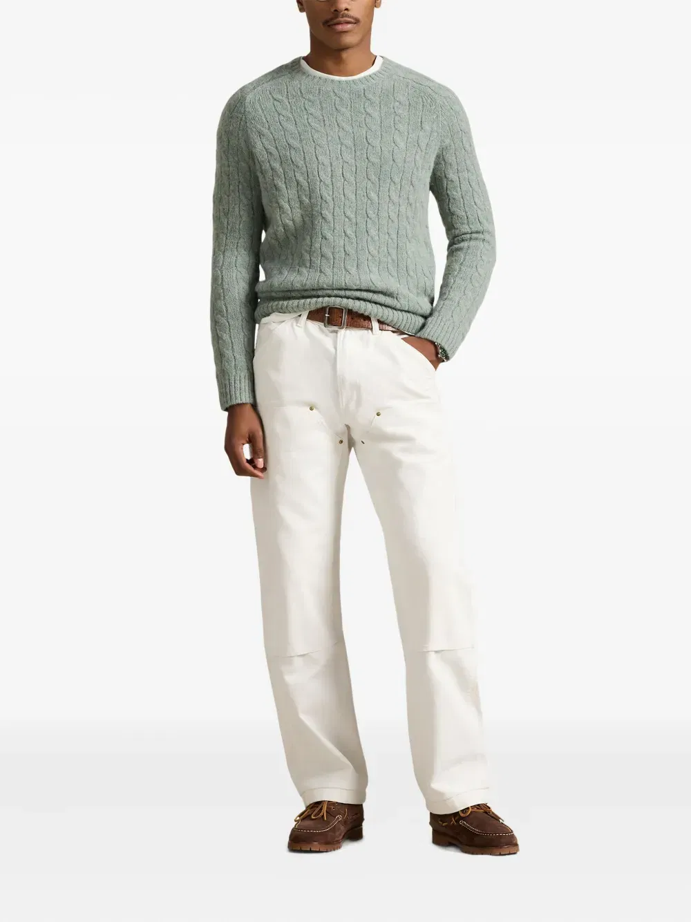 cable-knit elbow-patches sweater
