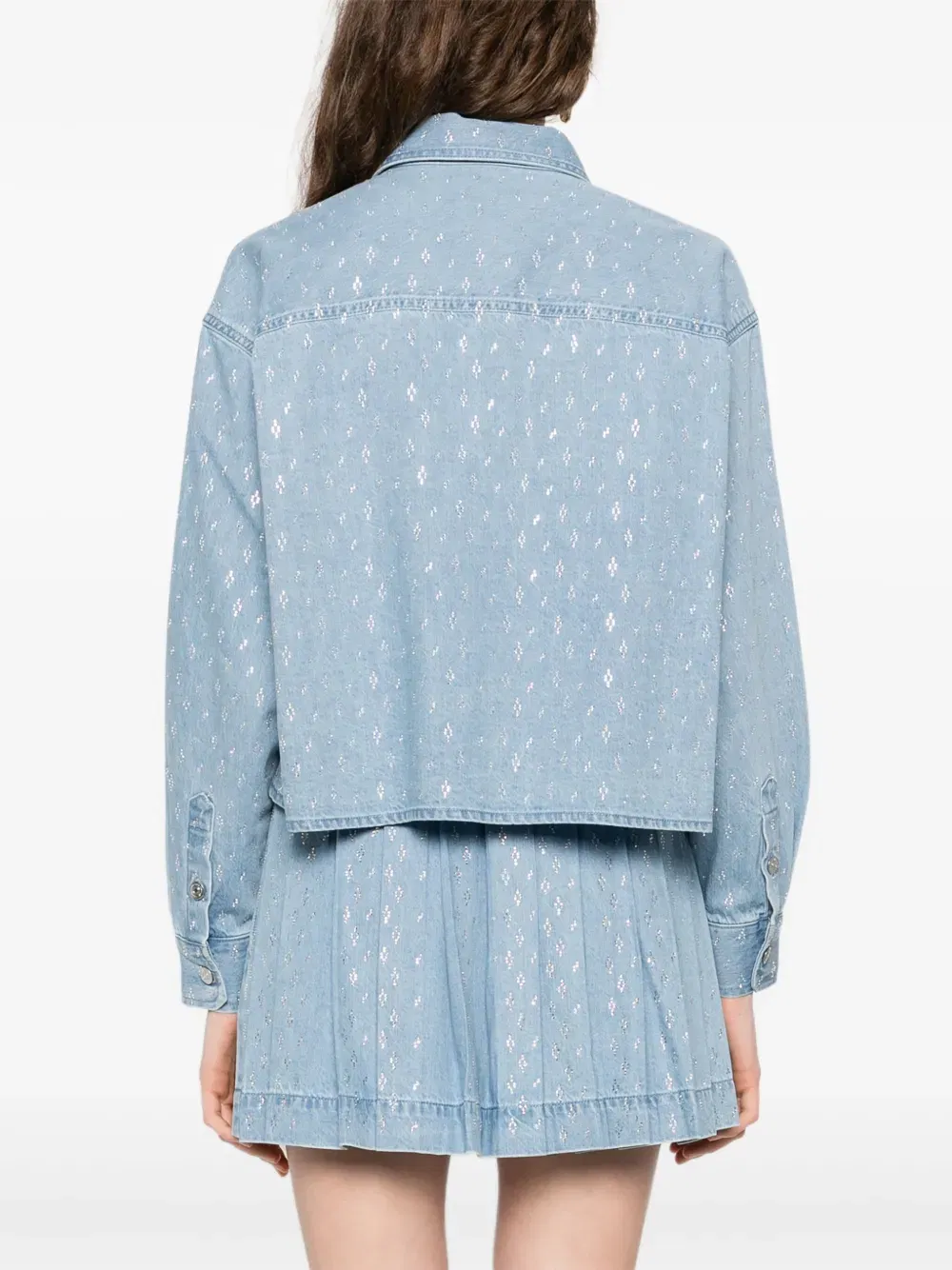 rhinestone-embellished denim shirt
