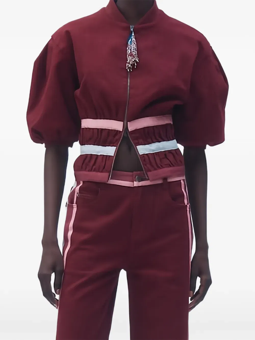 Zora puffed-sleeve zip-up jacket