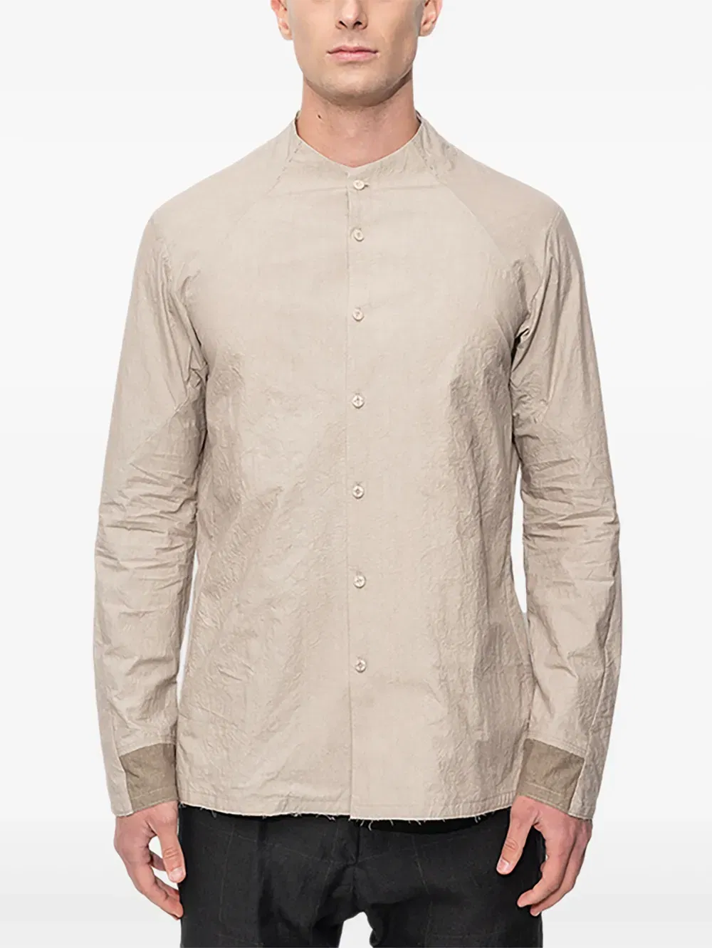 mandarin-collar cotton shirt