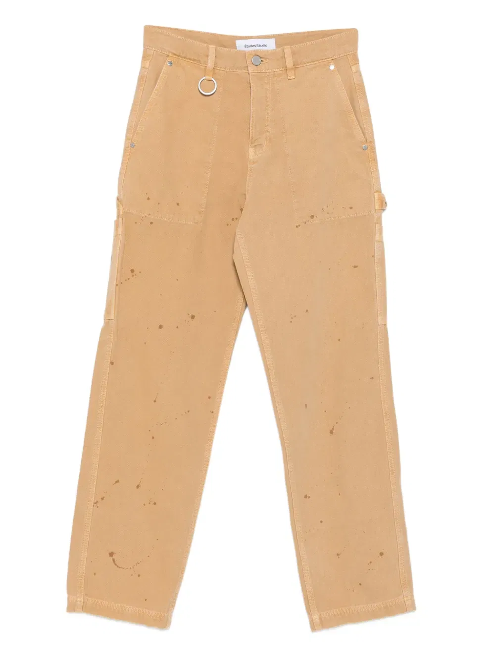 paint-splatter carpenter trousers