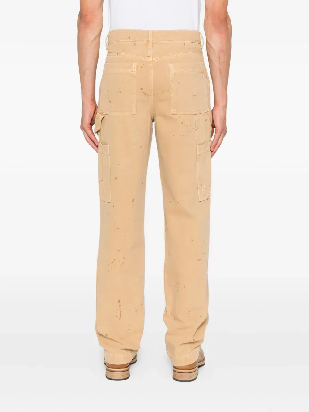 paint-splatter carpenter trousers