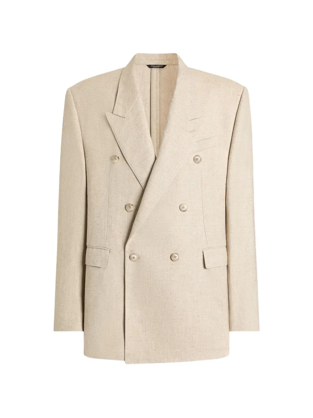 double-breasted tweed-effect silk and hemp jacket