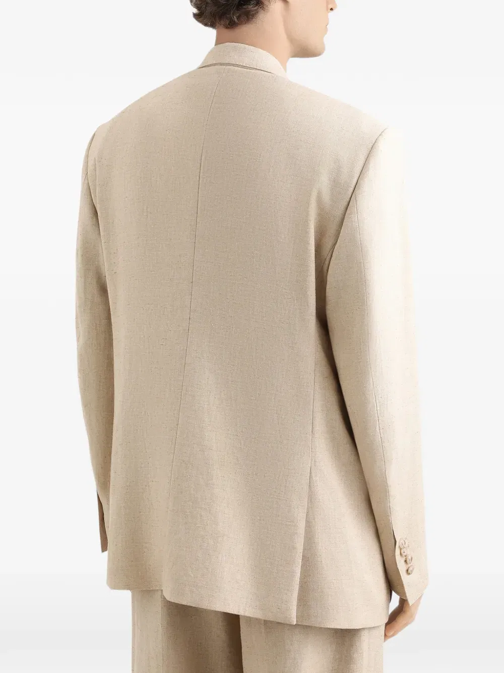 double-breasted tweed-effect silk and hemp jacket