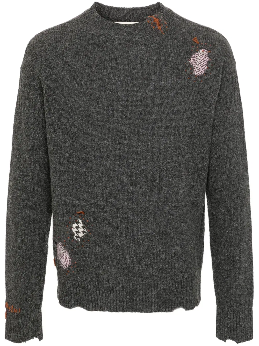 Shetland ripped-detail jumper