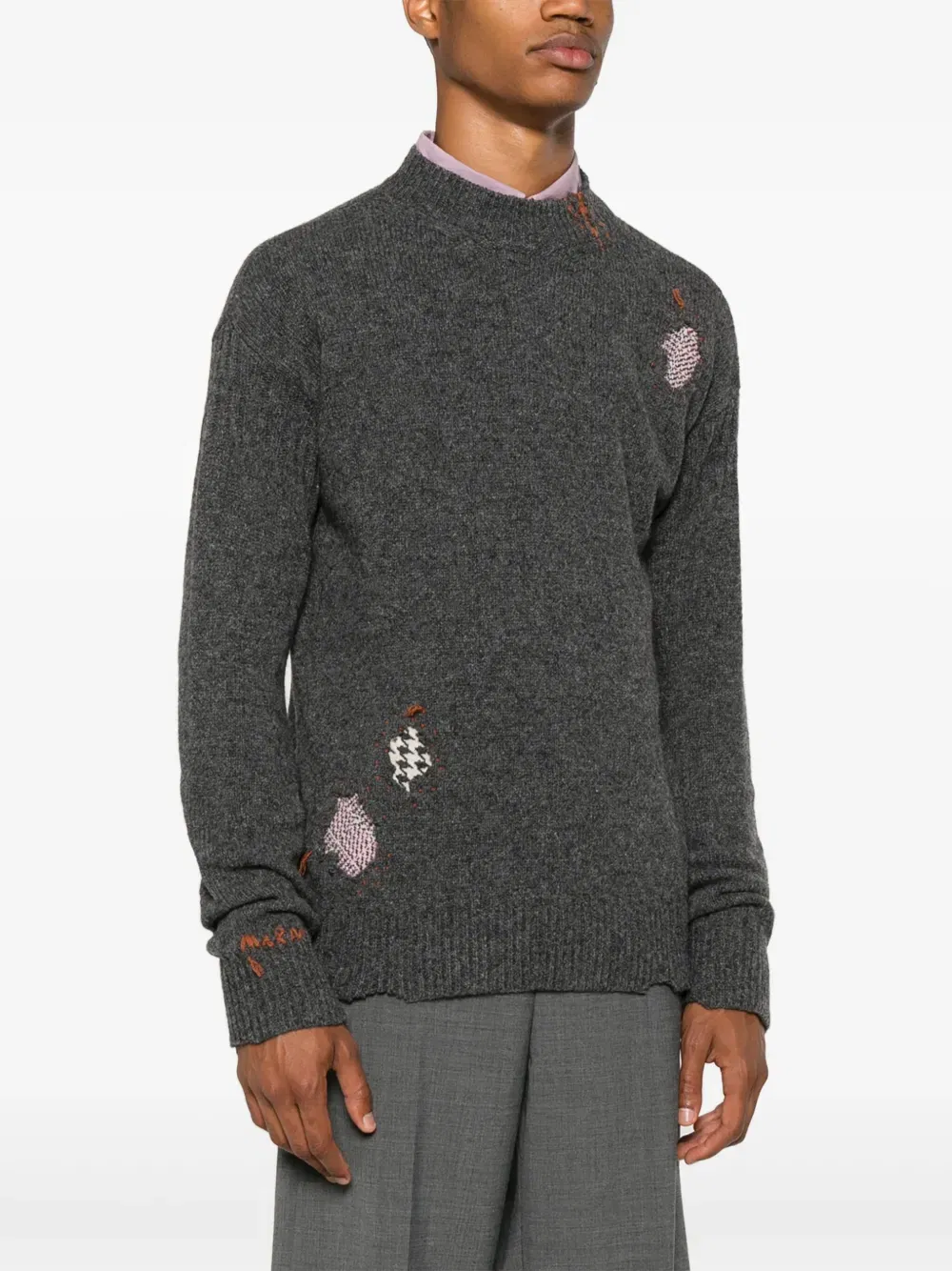 Shetland ripped-detail jumper
