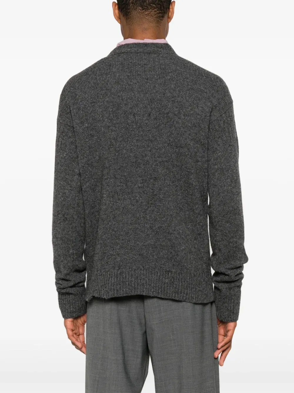 Shetland ripped-detail jumper