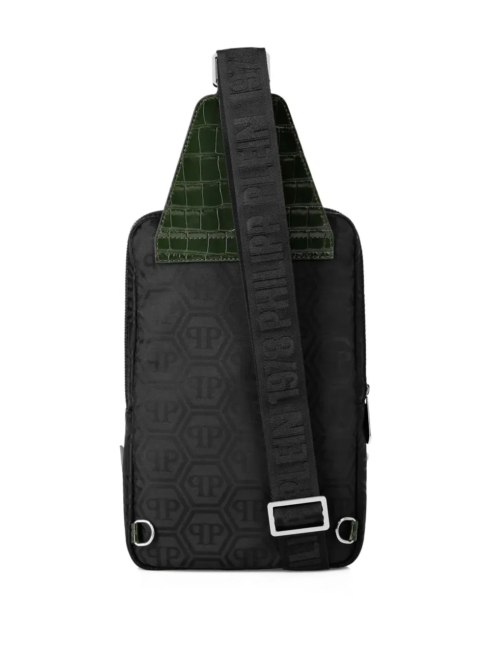 monogram-pattern crocodile-effect crossbody bag