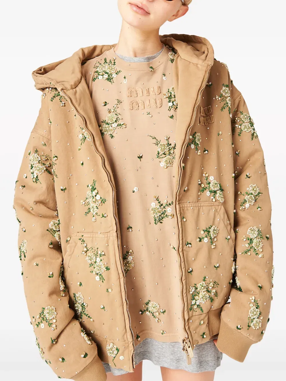 floral-embroidered hooded jacket