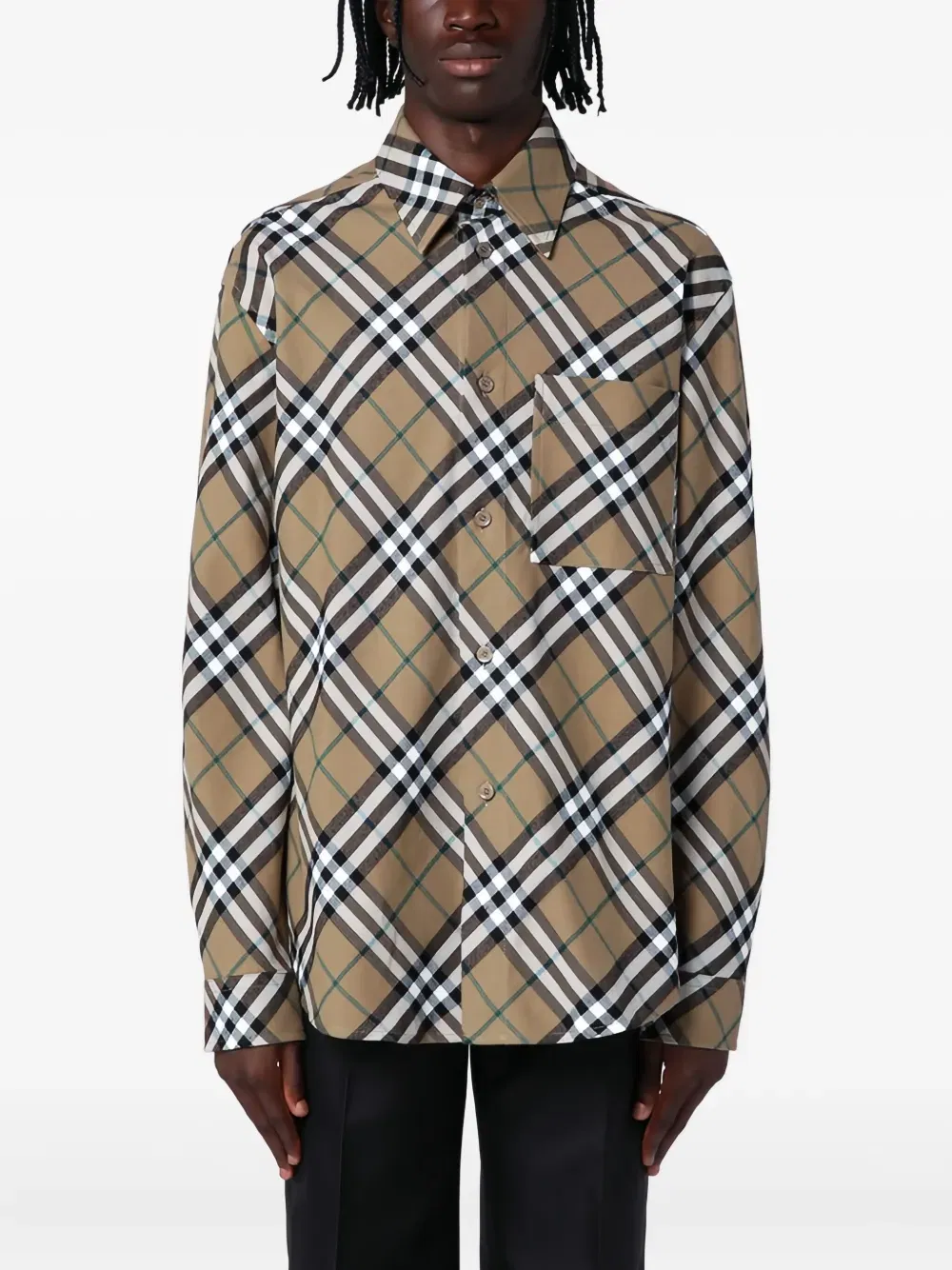 checked long-sleeved shirt
