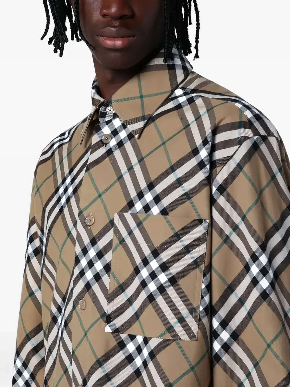 checked long-sleeved shirt