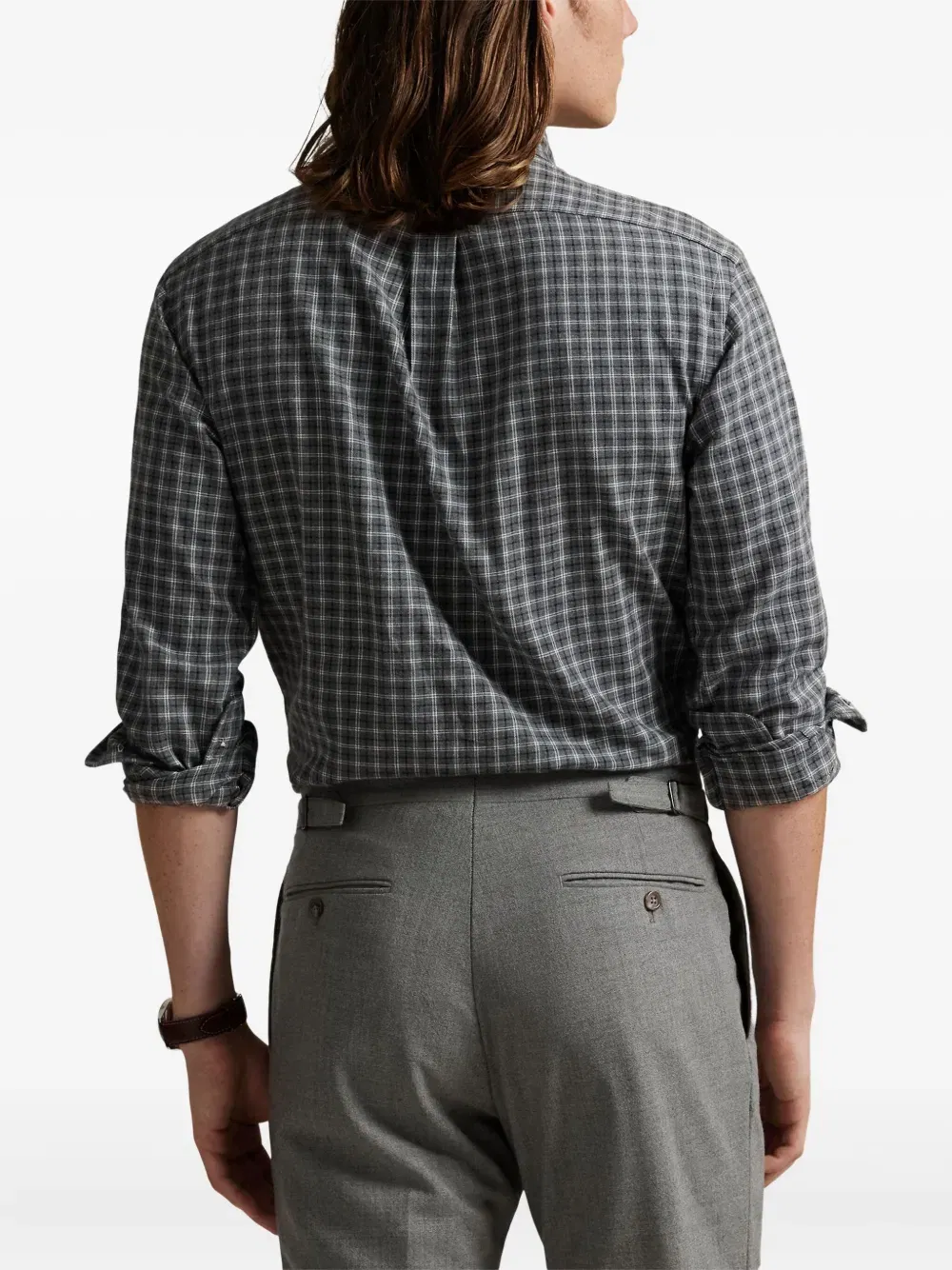 checked long-sleeved shirt