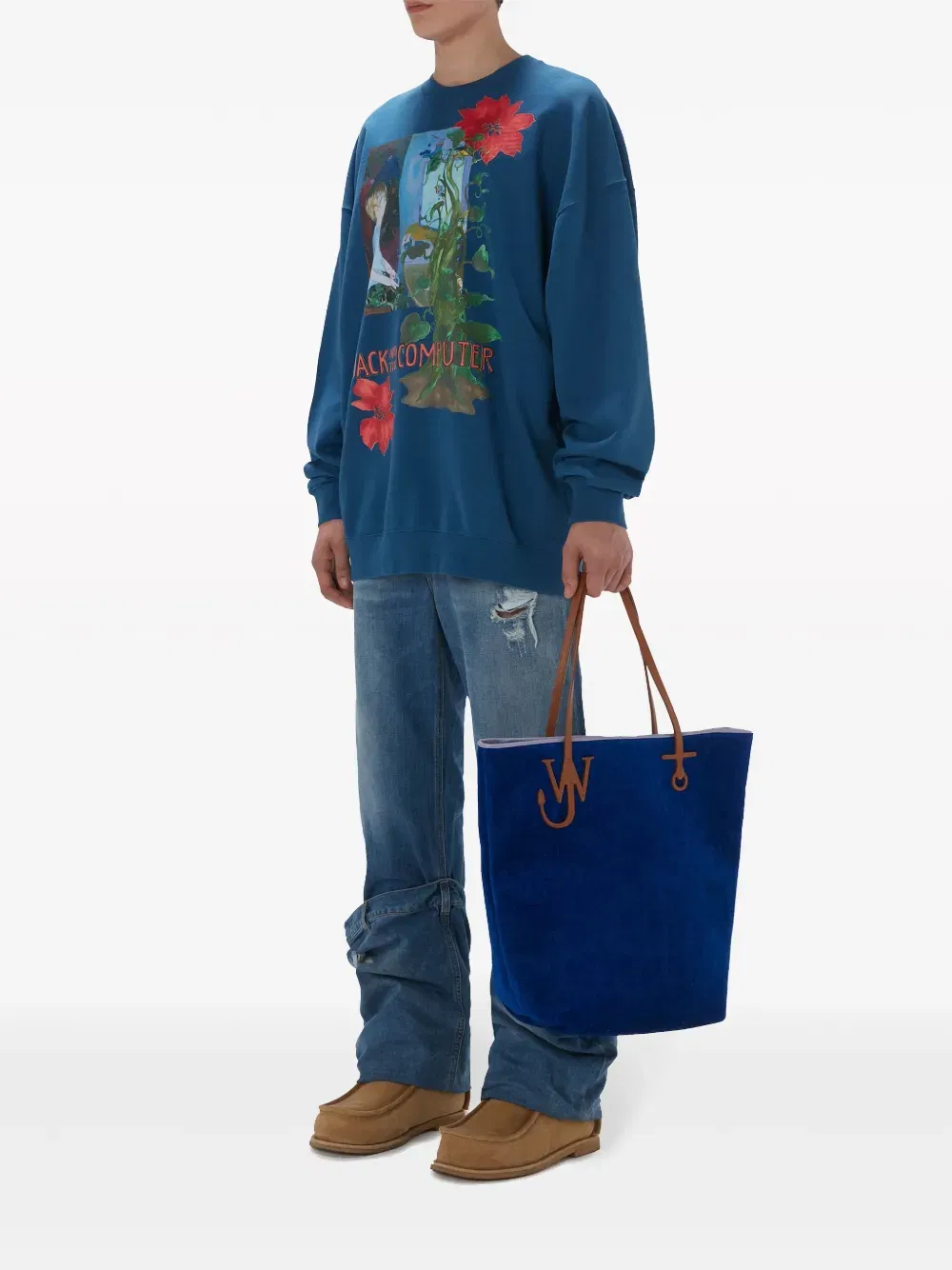 Anchor contrasting-trim tote bag