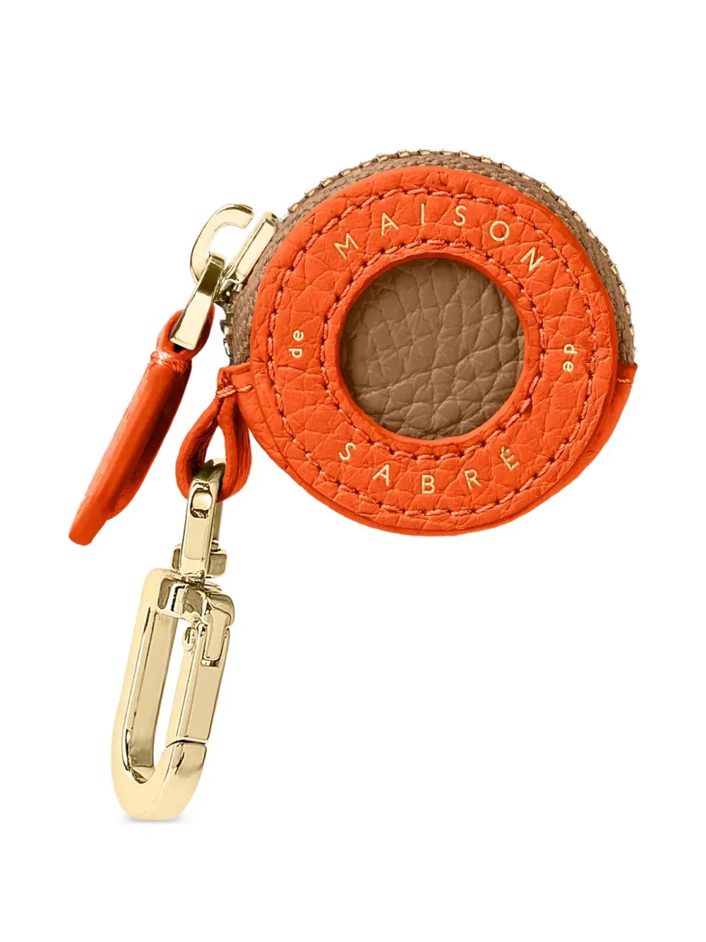 dual-tone embossed leather AirTag case