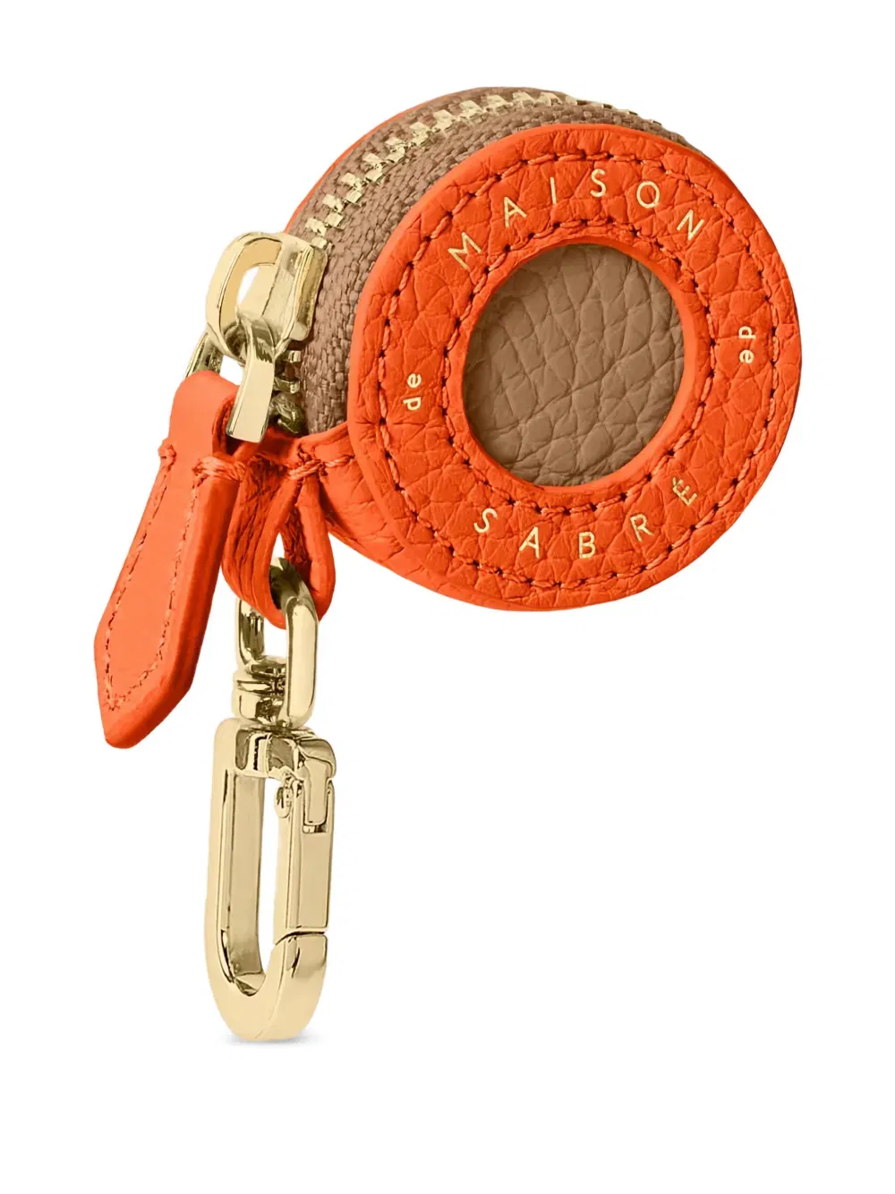 dual-tone embossed leather AirTag case
