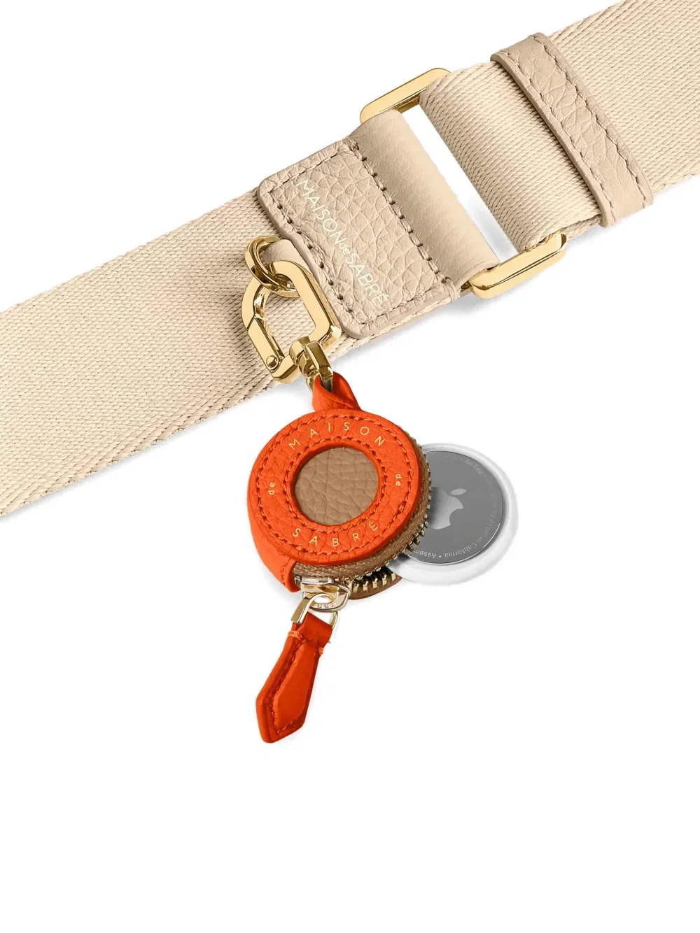 dual-tone embossed leather AirTag case